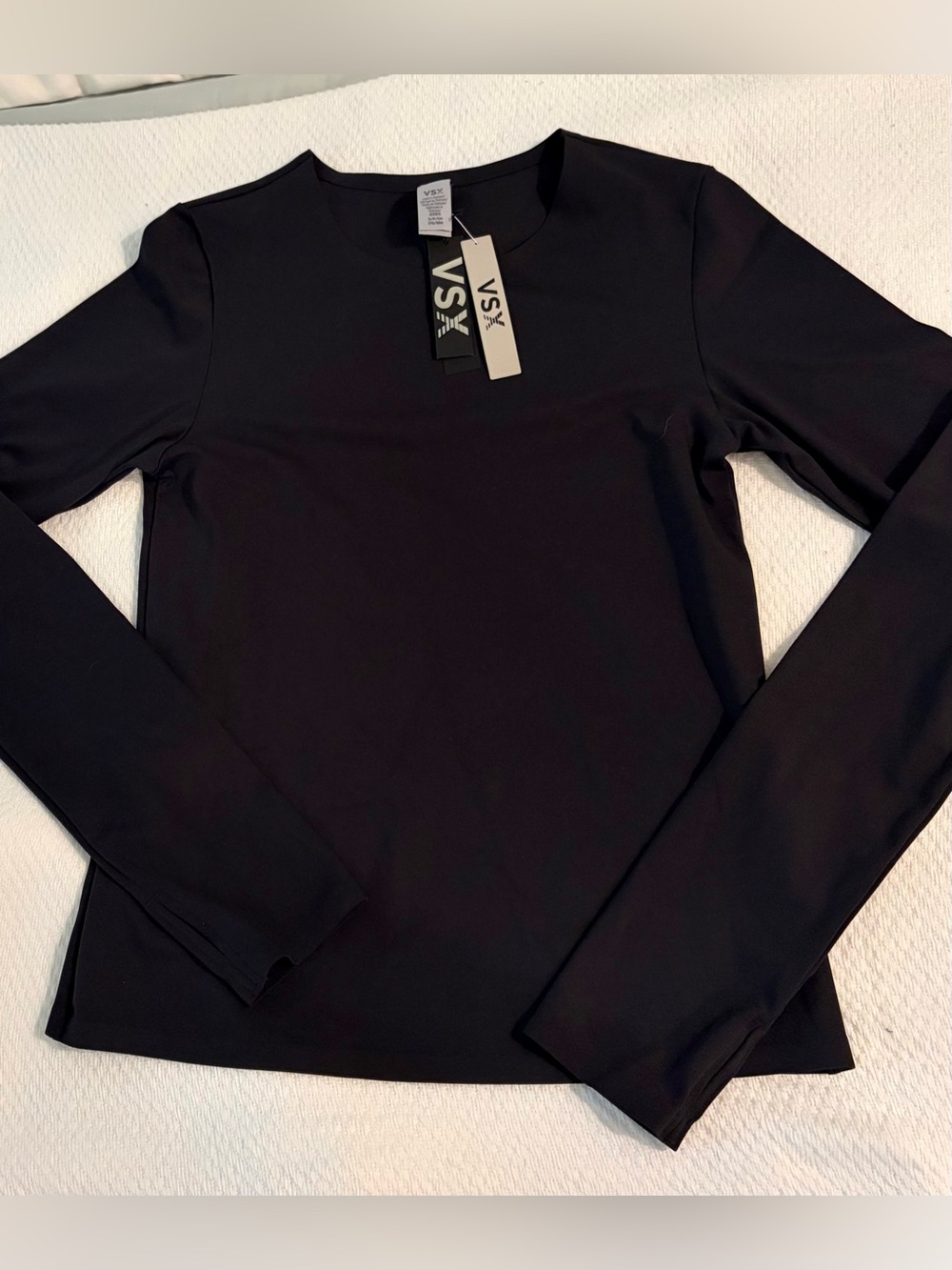 VSX Victoria’s Secret Black L/S Elevate Stretch Tee Sz S women NWT